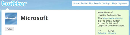 Siguiendo a Microsoft en Twitter
