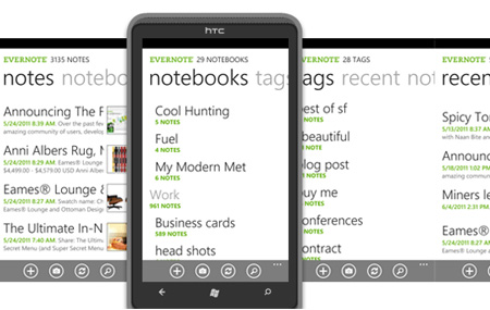 Evernote para Windows Phone 7