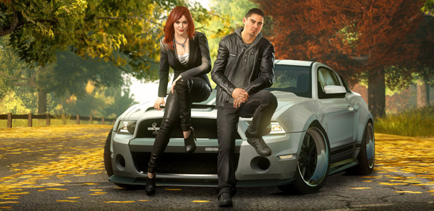 Christina Hendricks y Sean Faris en Need for Speed The Run