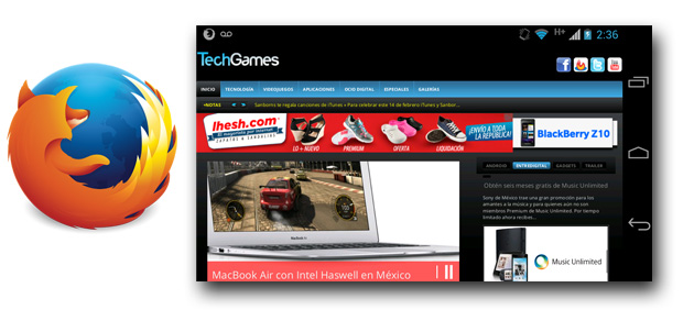 Firefox con Pantalla Alucinante en Android