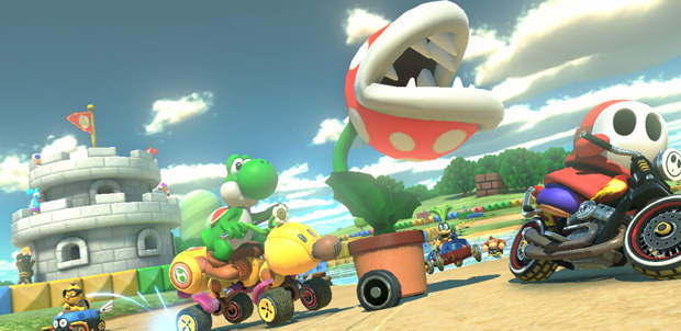 Planta Piraña y Flor Bumerán en Mario Kart 8