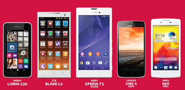 Smartphones que apoyan (Telcel)RED 2014