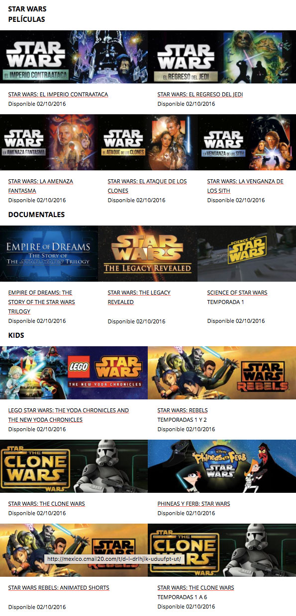 netflix star wars octubre 2016