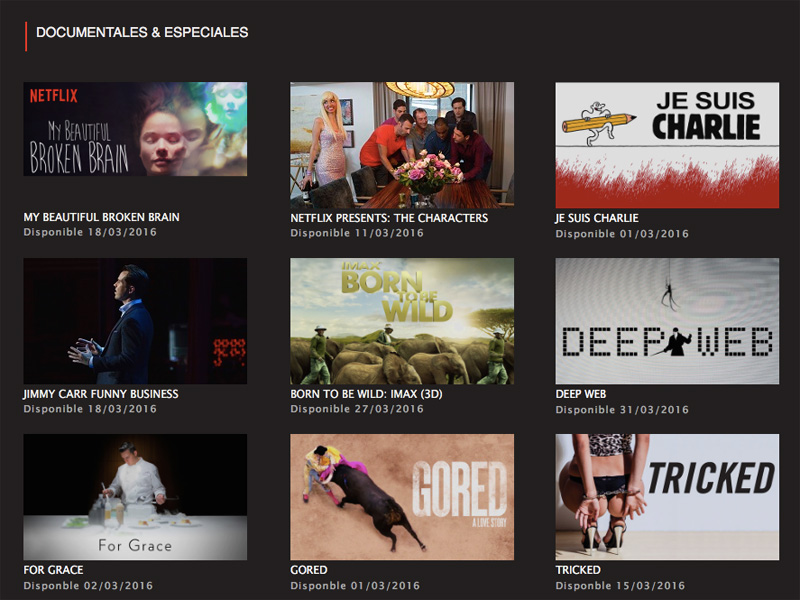 Documentales 2016 Netflix marzo