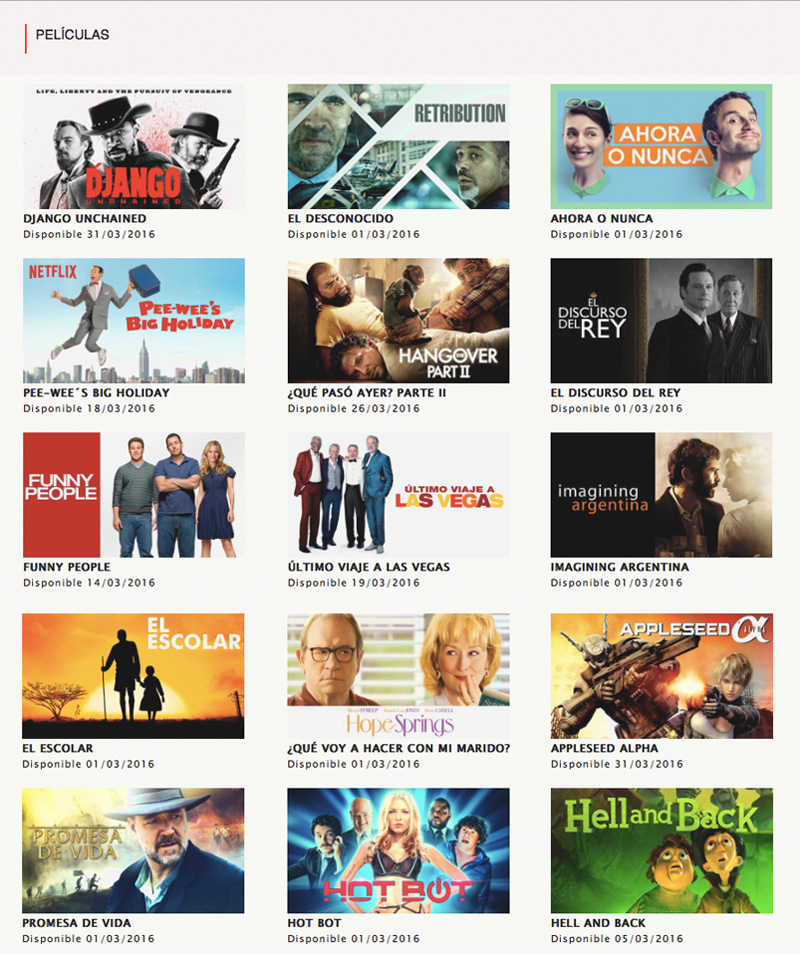 Peliculas 2016 Netflix marzo