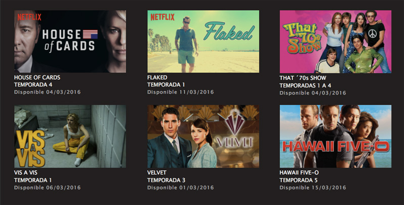 Series 2016 Netflix marzo