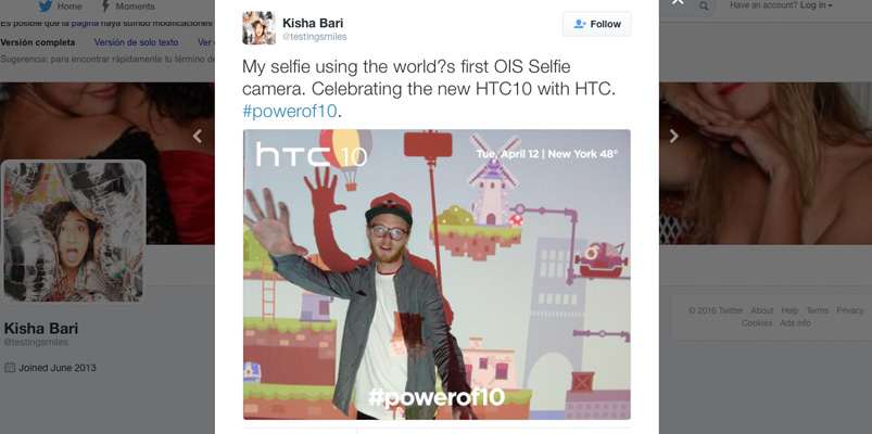 HTC 10 con un estabilizador de imagen óptico para Selfies