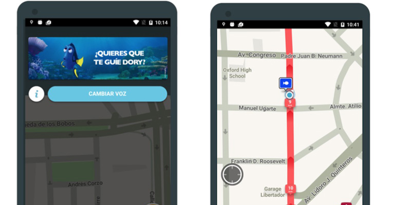 Waze con la voz de Dory