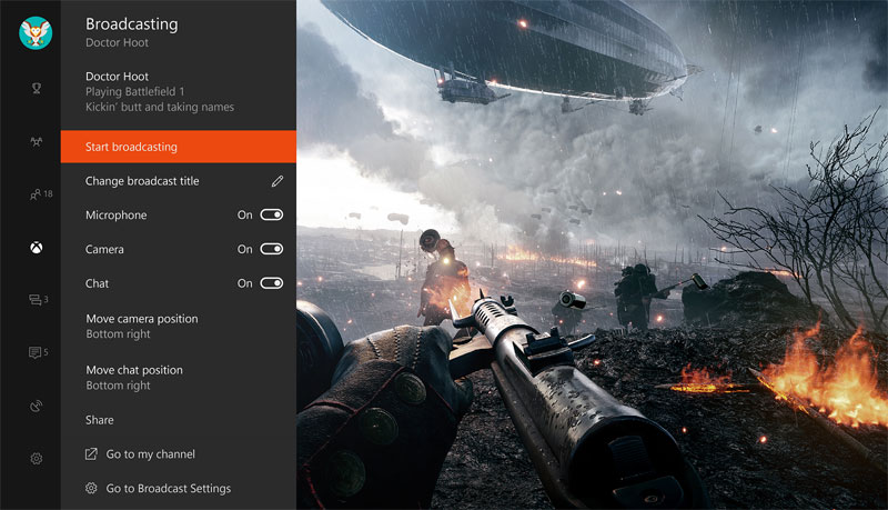 Beam Broadcasting Xbox One