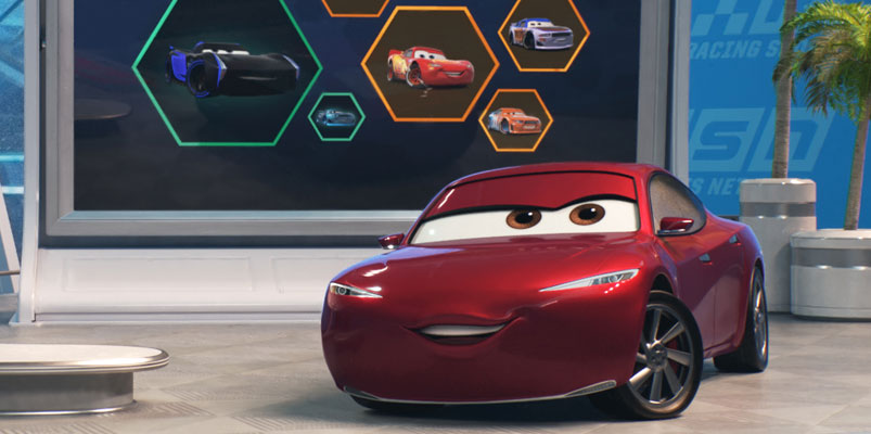Lewis Hamilton entre los personajes de Cars 3 de Disney•Pixar