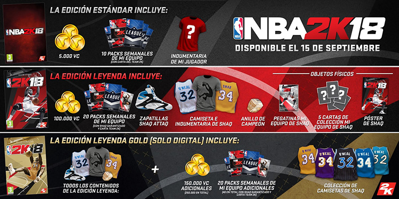 Contenido NBA 2K18 Shaq NBA 2K18 Edición Leyenda