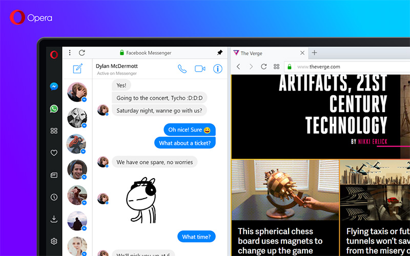 WhatsApp Telegram y Messenger Opera Reborn