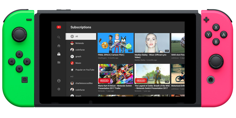 YouTube ya está disponible para Nintendo Switch