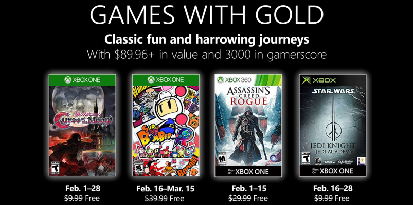 Ya están listos los Games with Gold de febrero de 2019