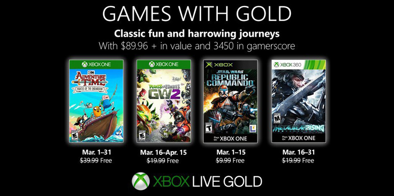 Los Games with Gold que puedes descargar en marzo de 2019