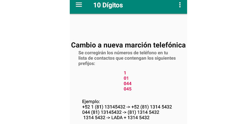 10 digitos app Mexico