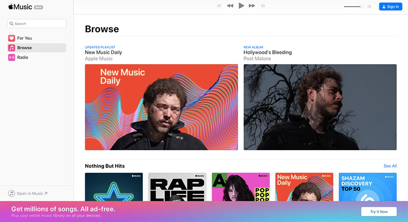 Apple Music navegador web