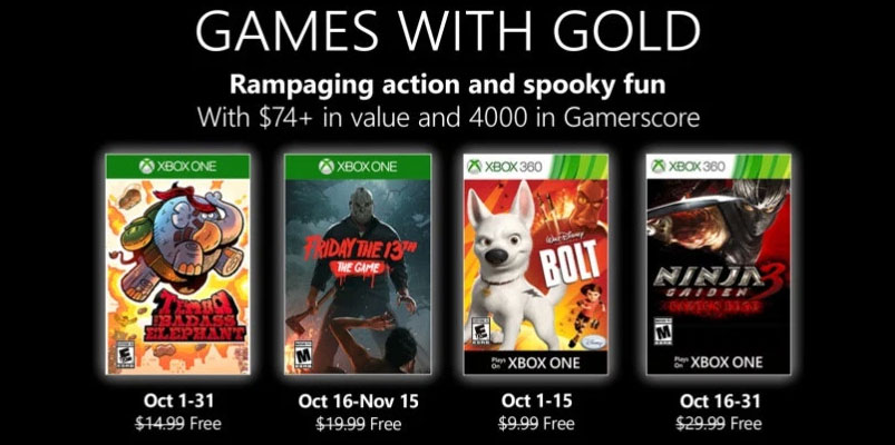 Estos son los Games with Gold para octubre de 2019