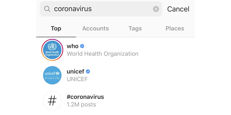 Instagram COVID-19 OMS