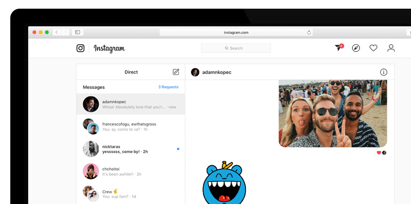 Instagram Mensajes directos web