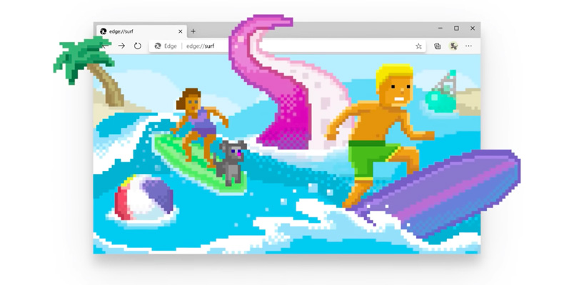 Surf Game, el juego de Microsoft Edge es mejor que el Dinosaurio