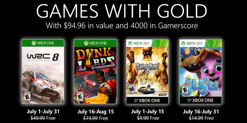 Los Games with Gold que estarán llegando durante julio 2020