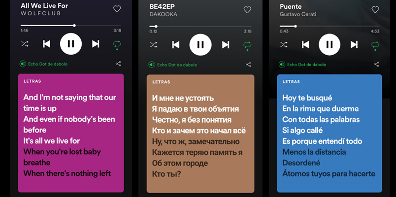 Letras Spotify idiomas
