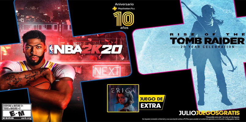 NBA 2K20 y Rise of the Tomb Raider gratis con PlayStation Plus