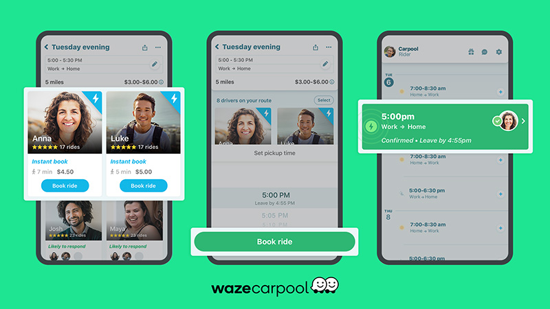 Book Ride Waze Carpool