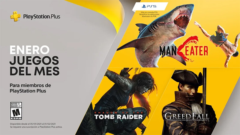 Maneater y Shadow of the Tomb Raider gratis en PlayStation Plus