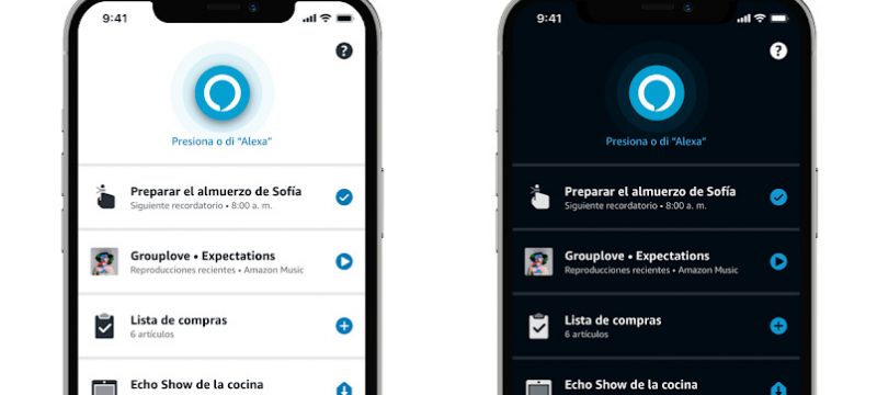 Alexa app modo oscuro