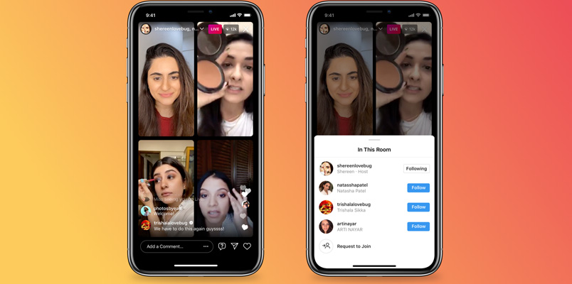 Instagram presenta Salas en vivo: Lives con hasta 4 personas