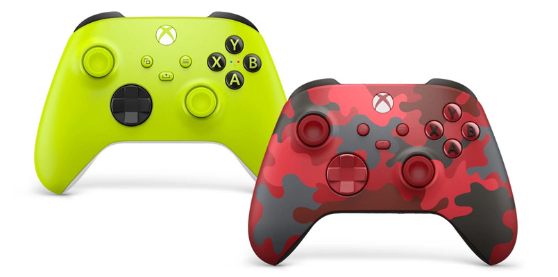 Los controles Electric Volt y Daystrike Camo Special Edition para Xbox