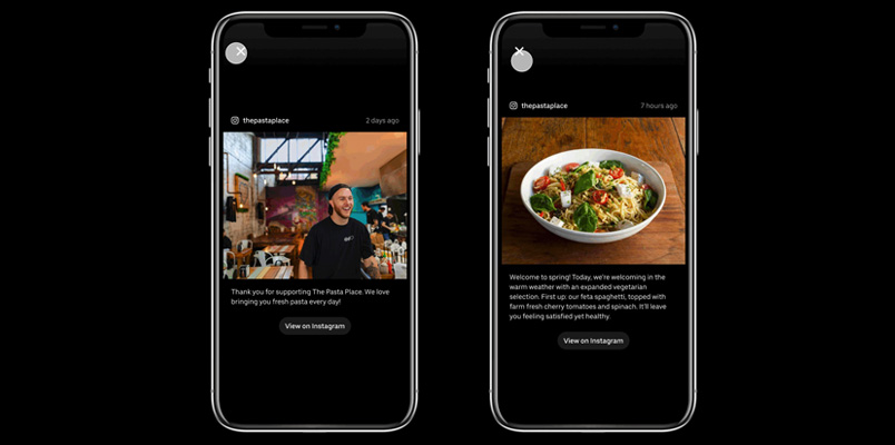 Uber Eats Instagram restaurantes