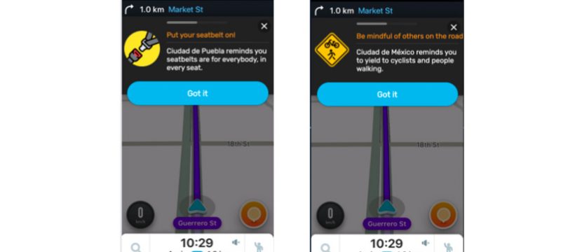 Mensajes de seguridad Waze for Cities