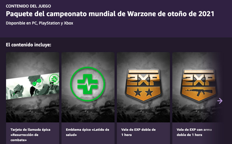 Gratis el Paquete del campeonato mundial de Warzone de otoño de 2021