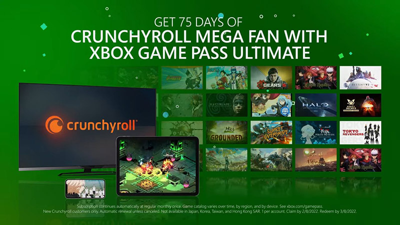 75 dias de Crunchyroll Premium con Xbox Game Pass Ultimate