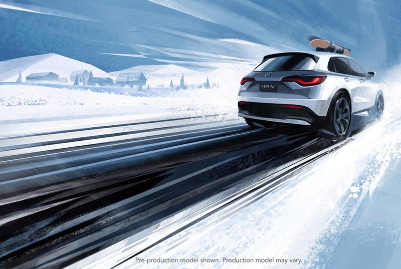 Honda HR-V 2023 trasero boceto