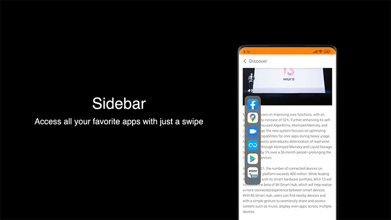 Xiaomi MIUI 13 sidebar