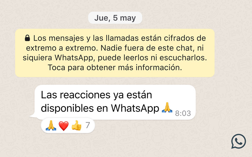 Las reacciones llegaron a WhatsApp y así es como debes usarlas