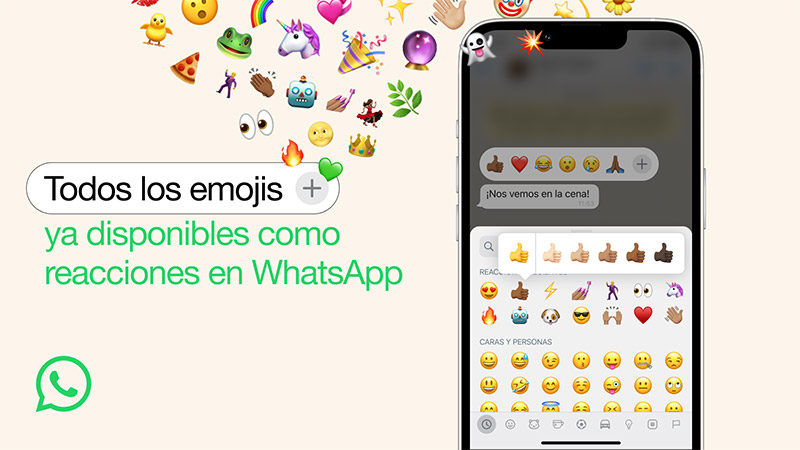 Reacciones en WhatsApp con todos los emojis