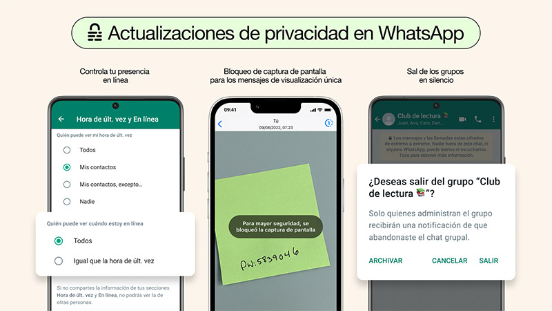 WhatsApp Privacidad nuevas Funciones agosto 2022