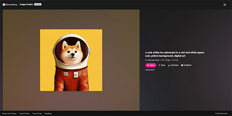 Bing Image Creator inu