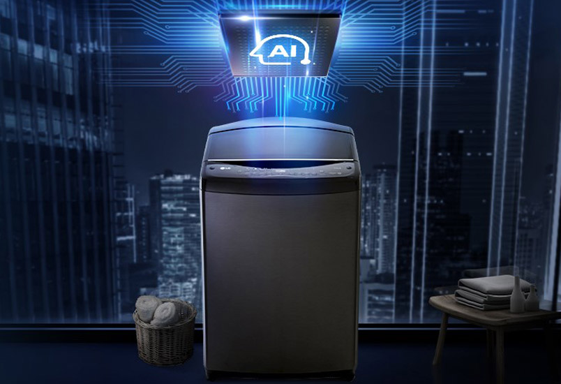 La lavadora de carga superior V+ con inteligencia artificial de LG