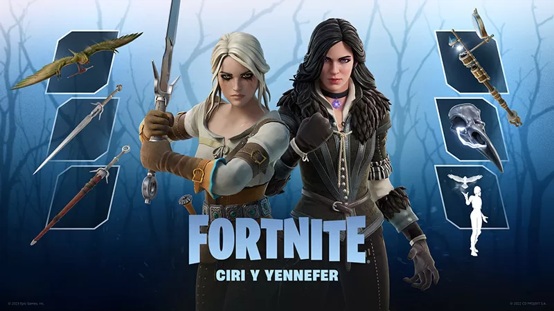 Fortnite Ciri, la bruja, y Yennefer de Vengerberg