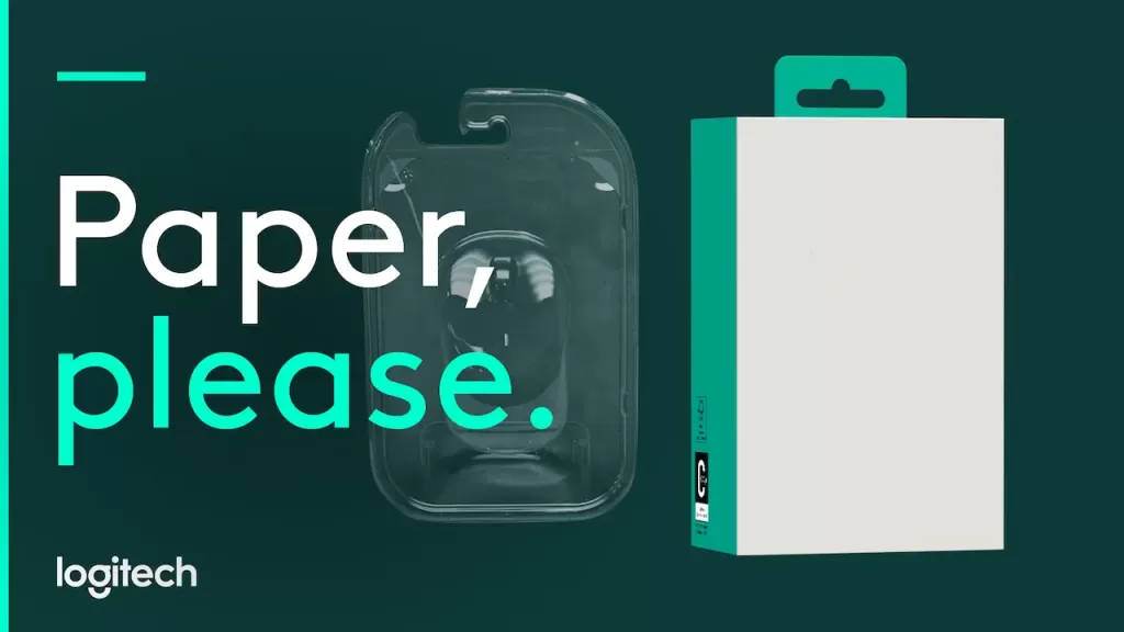 Logitech papel por plastico cajas