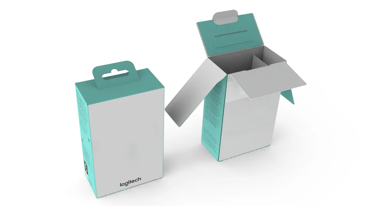 Logitech papel por plastico empaque