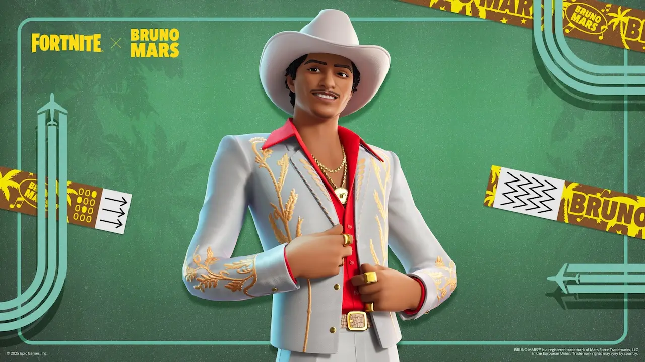 Bruno Mars y todo su estilo ahora en la Temporada 9 de Fortnite Festival