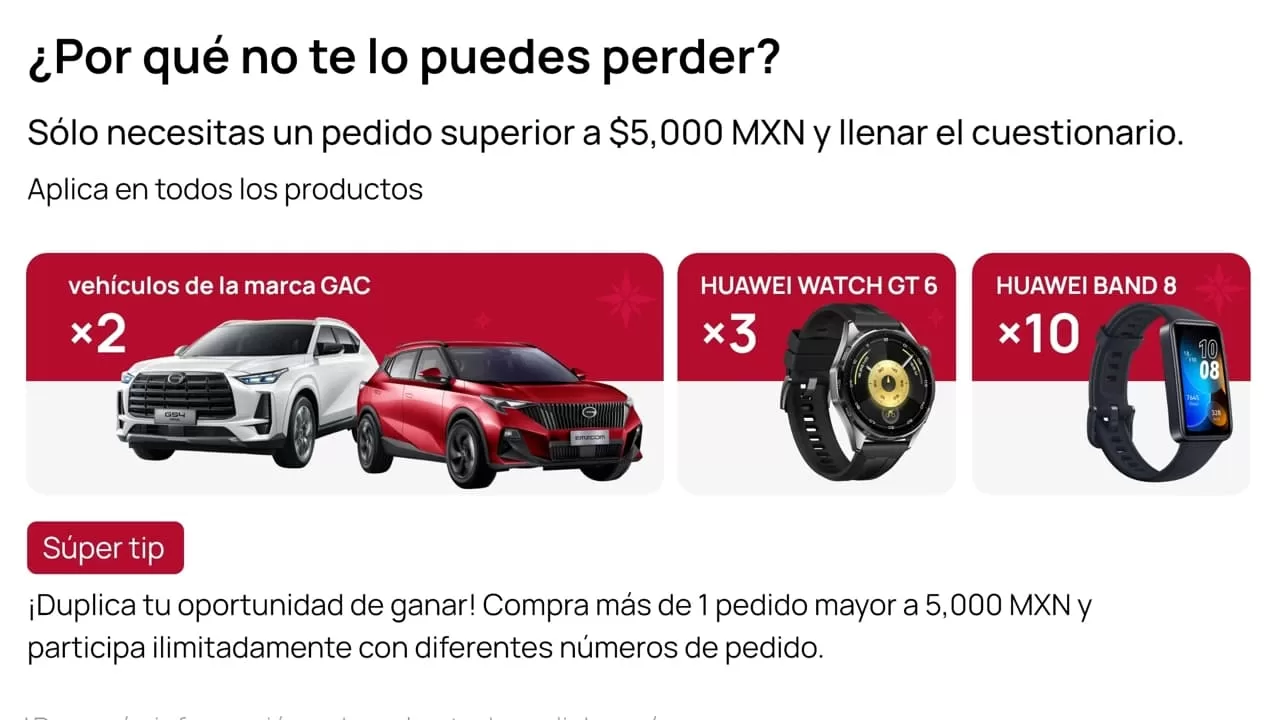 Huawei regala productos y autos GAC